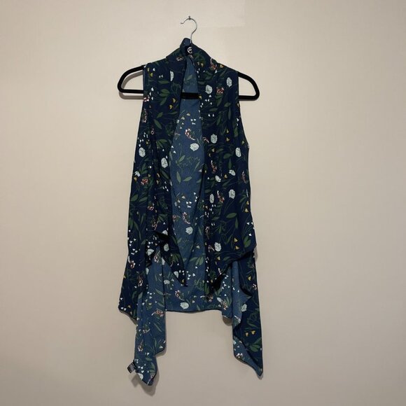 Blue Flowered Kimono Cardigan - One Size Fits Most - Picture 8 of 9
